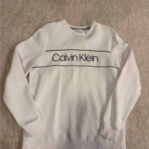Slightly Used Calvin Klein White Black Soft Fleece Crewneck Men’s Size Medium